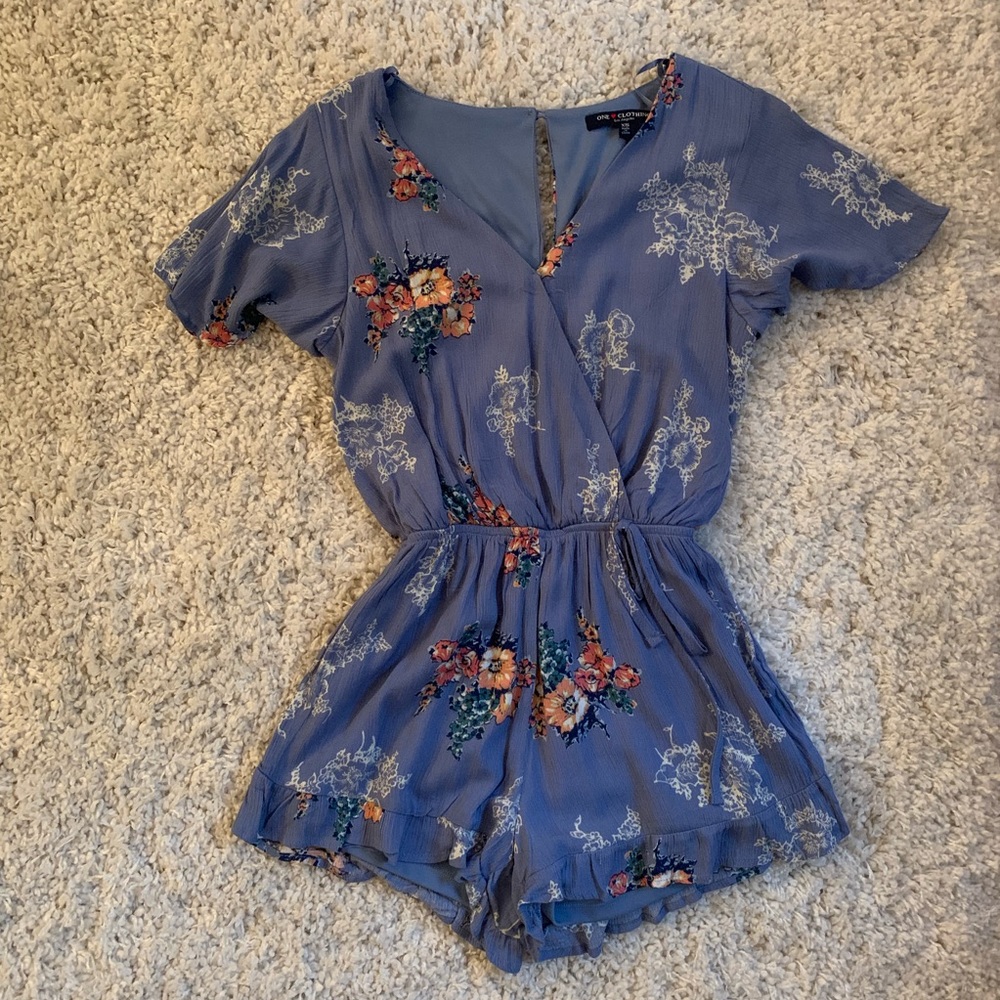 Blue Floral Romper